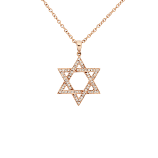 detail Přívěsek z růžového zlata s diamanty. Na řetízku o délce 44cm