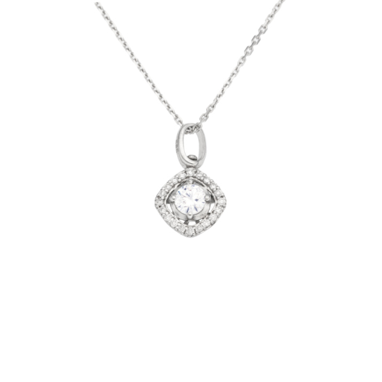 detail Přívěsek z bílého zlata s diamanty na řetízku o délce 45cm