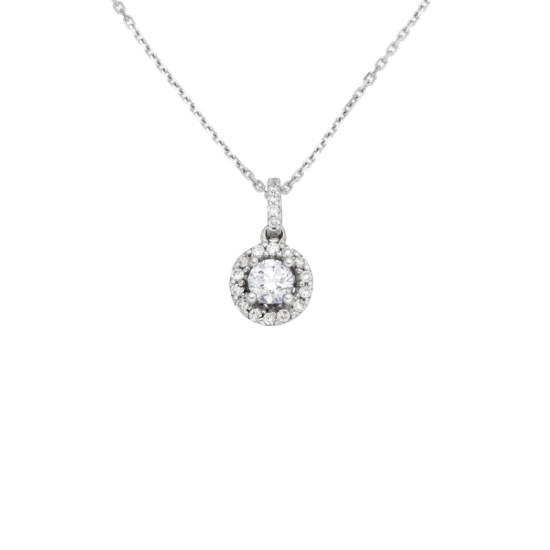 detail Přívěsek z bílého zlata s diamanty na řetízku o délce 45cm