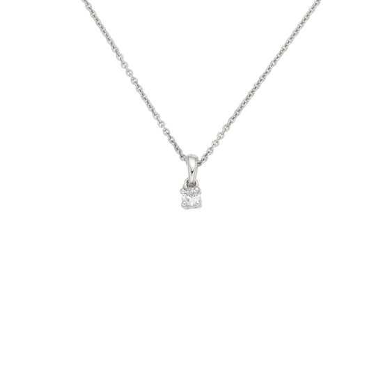 detail Přívěsek z bílého zlata s diamantem. Délka 45cm, možno zkrátit na 40cm