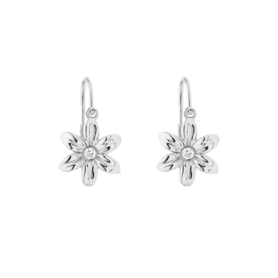 detail Dětské náušnice z bílého zlata s diamanty. Výška 1,80cm