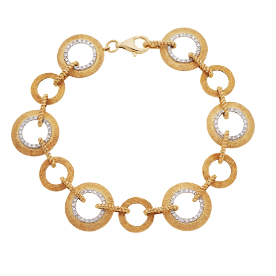 detail Náramek ze žlutého a bílého zlata s diamanty. Délka 18,5cm