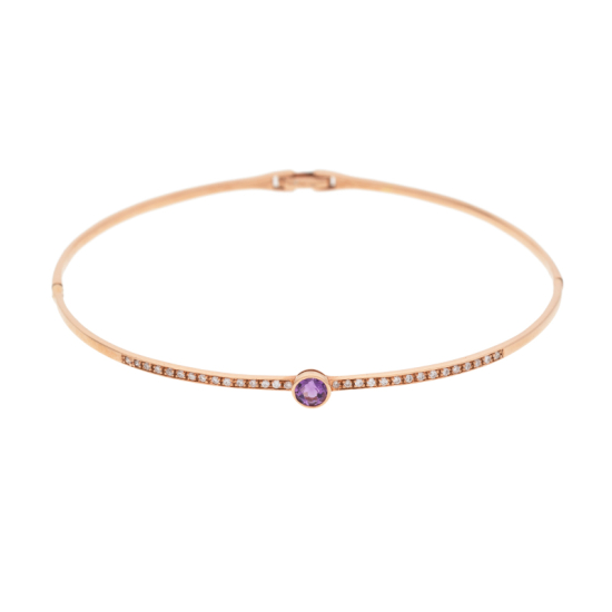 detail Náramek z růžového zlata s ametystem a diamanty
