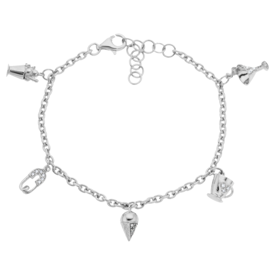 detail Náramek z bílého zlata s diamanty. Délka 15 - 18cm