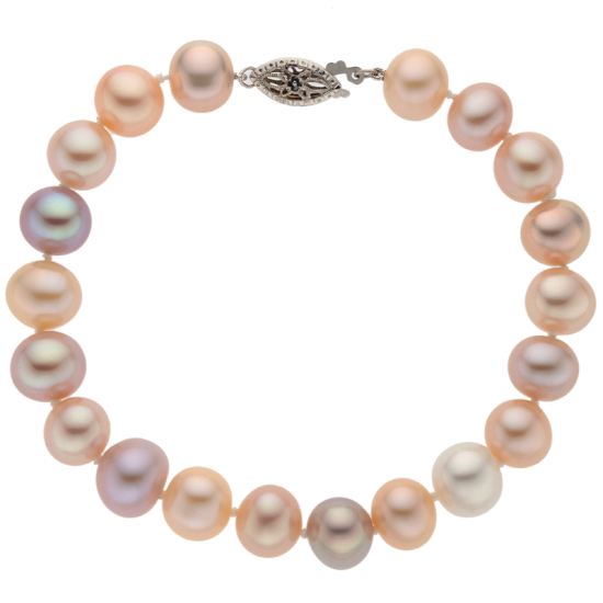 detail Náramek ze sladkovodních perel, zlatým zapínáním, délka 19cm. Různé barvy