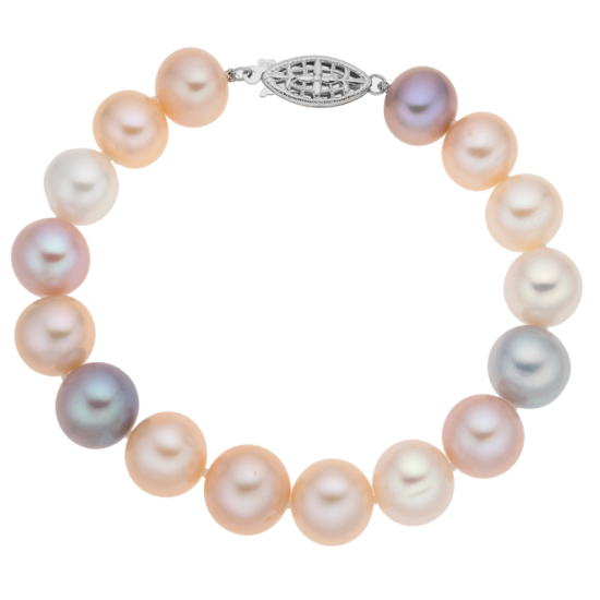 detail Náramek ze sladkovodních perel a zlatým zapínáním v různých barvách