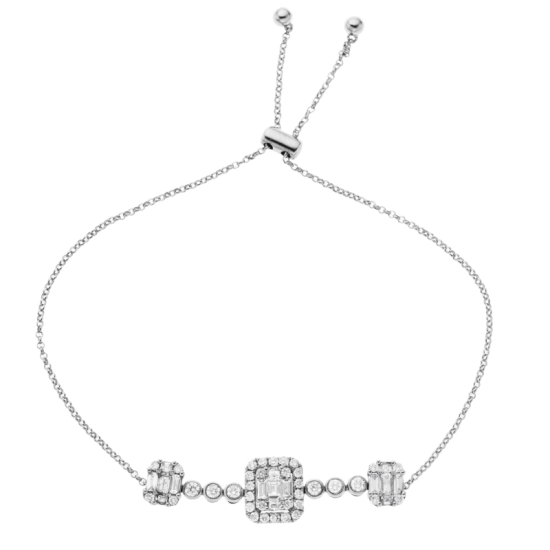 detail Náramek z bílého zlata s diamanty. Možnost regulovat délku, max.18cm