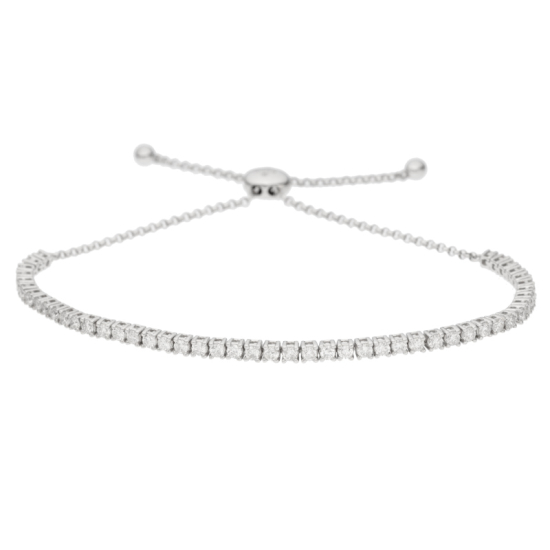 detail Náramek z bílého zlata s diamanty.Systém zapínání stahovací max.délka 22cm