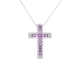 náhled Přívěsek z bílého zlata s amatysty a diamanty, délka řetízku 45cm