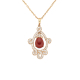 náhled Přívěsek ze žlutého zlata s granátem a diamanty. Řetízek o délce 45cm