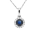 náhled Přívěsek z bílého zlata s diamanty a safírem na řetízku o délce 42 - 45cm