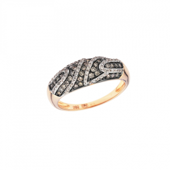 detail Prsten ze růžového zlata s diamanty