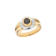 náhled Pánský prsten ze žlutého a bílého zlata s černým a bílými diamantemy