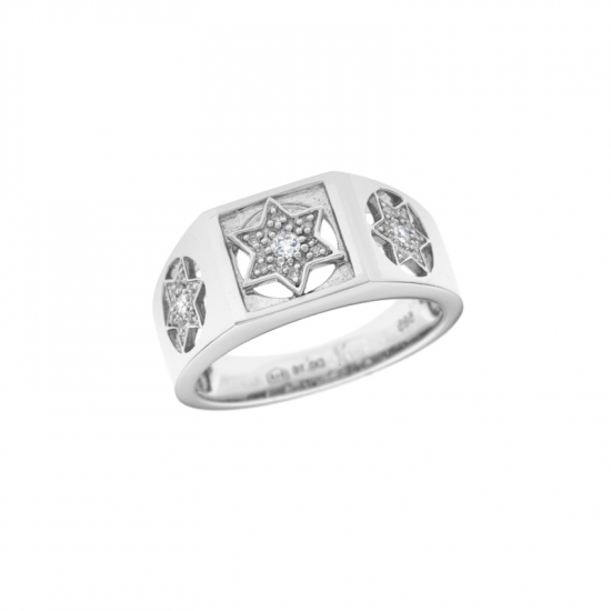 detail Pánský prsten z bílého zlata s diamanty