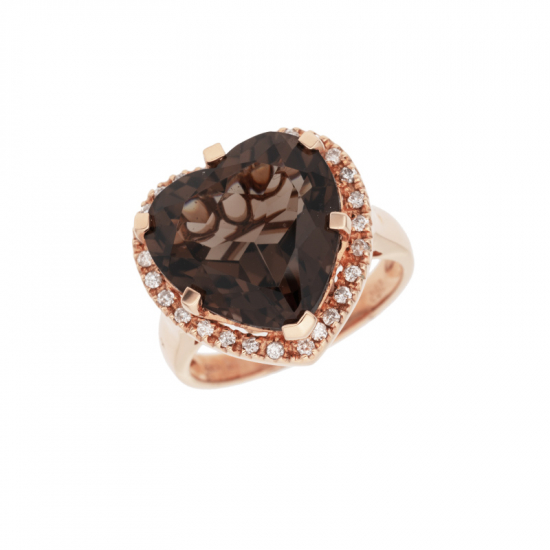 detail Prsten z růžového zlata s topazem a diamanty