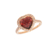 náhled Prsten z růžového zlata s granátem ve tvaru srdce a diamanty