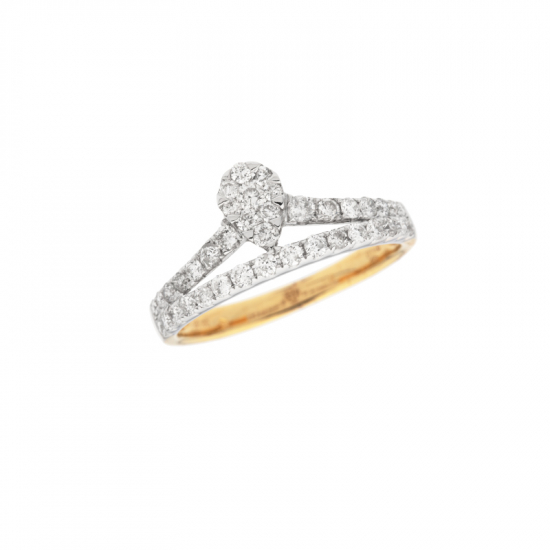 detail Prsten z bílého a žlutého zlata s diamanty